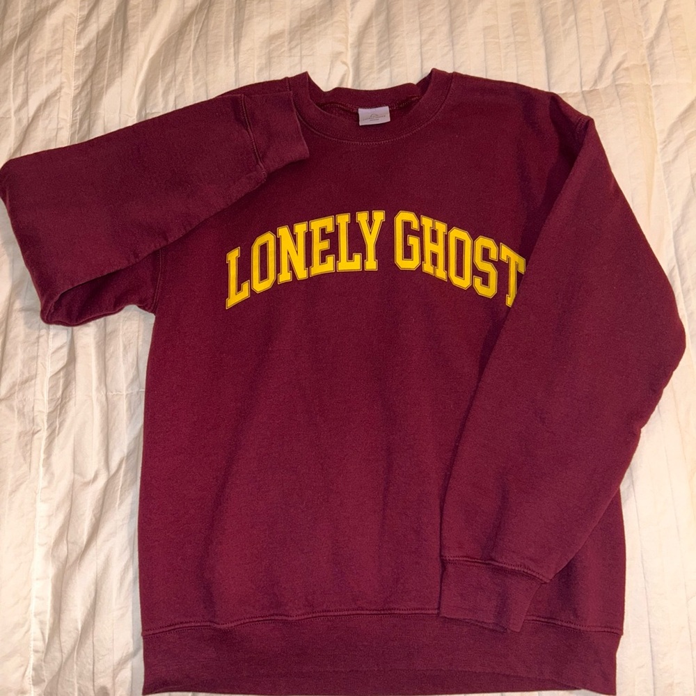 LONELY GHOST Burgundy Crewneck Sweater
